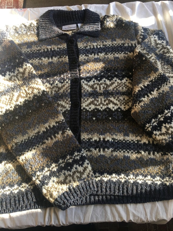 Ugly Christmas Sweater blue grey large snowflakes