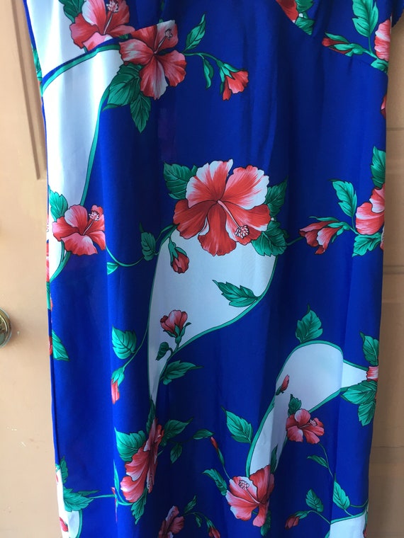 1960 vintage dress Muumuu Hawaiian blue medium - image 2