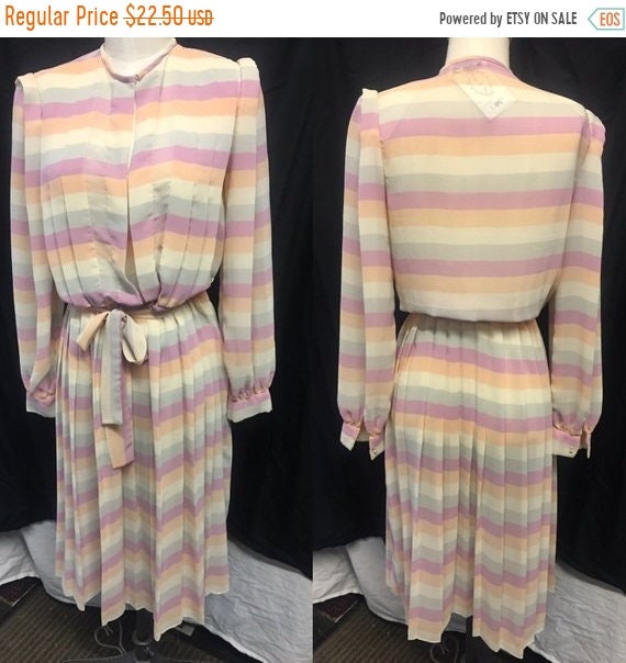 1970 vintage dress pastels sheer medium - image 1