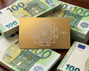 Quantum Resonanz-Platte „Wohlstand“ – 24h Frequenz-Aktiviert – Goldene Edition mit Sri Yantra & Grabovoi Codes (520 741)