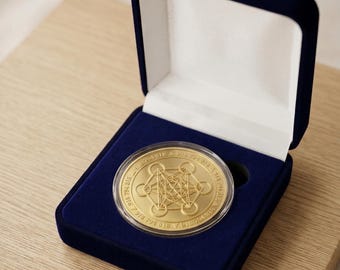 Schutz Münze – Metatron & Grabovoi Code 918 794 818 – Aktiviertes Schutz-Amulett aus massivem Messing