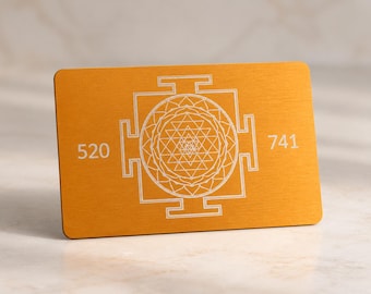 Aktivierte Quanten Resonanz Platte | Sri Yantra & Grabovoi Codes | 144 MHz Tensor geladen | Geld Manifestation Karte