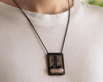 Energie Schutz Kette – Heilige Geometrie Anhänger, Kristall Amulett, Spiritueller Schmuck, EMF Stil Harmonizer, Handgemachter Tech Anhänger