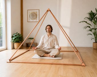 Große Kupfer Meditationspyramide (205cm) - Gizeh Proportionen. Handgefertigtes Iinstrument für tiefe Meditation. Transportabel & Tasche.
