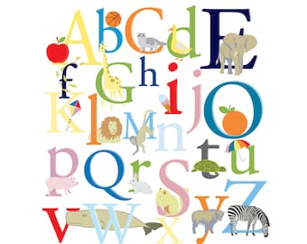 ABC vinyl wall decal /  Letters of the Alphabet / ABC animals / removable nursery vinyl wall decal