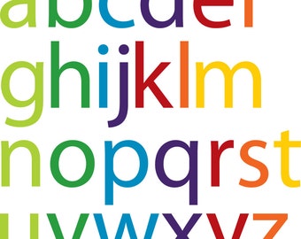 Kids Letters of the Alphabet abc can do it in any colors A-Z removable nursery vinyl wall decal