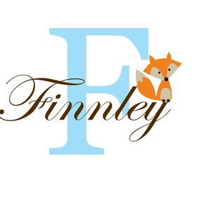 Kids decals - initial decal - monogram - name decals - vinyl wall decal - wall decals - Nursery decal - child&#39;s name decal - fox