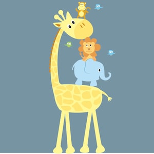 children&#39;s vinyl wall decal - Elephant - Giraffe - Monkey - Lion -  nursery decals
