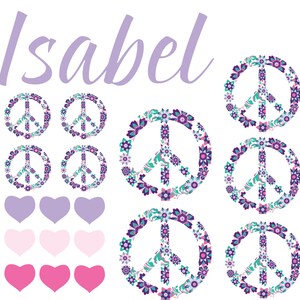 Monogram Decal - Name decal - Personalized Camp Trunk decals - heart decal - teen decals - peace decal - camp trunk decals