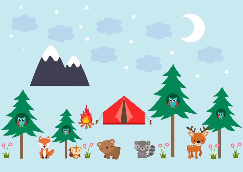 Nursery wall decal / camping decal / pine tree decal / vinyl Etsy