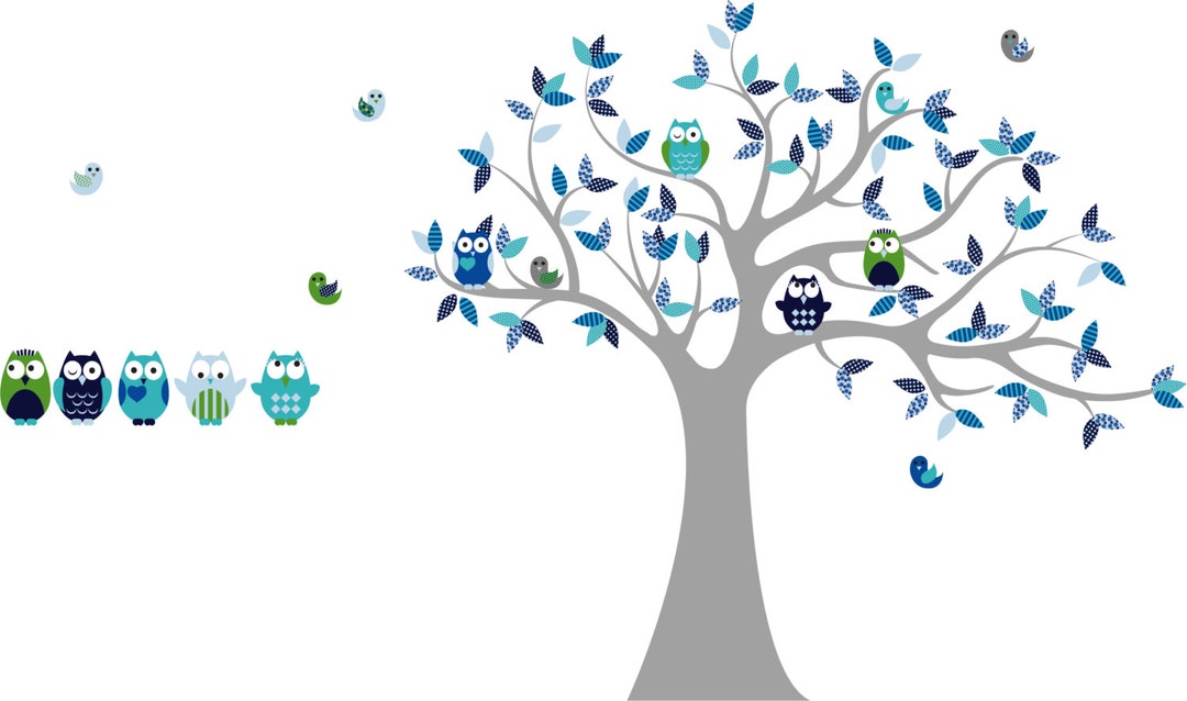 Owl Tree Decal Children Wall Decal for Nursery Tree Wall Etsy