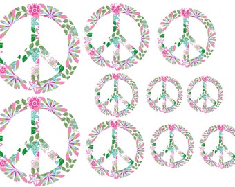 peace sign decal set of 10 vinyl wall art decal