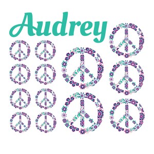 Monogram Decal - Name decal - Personalized Camp Trunk decals - heart decal - teen decals - peace decal - camp trunk decals