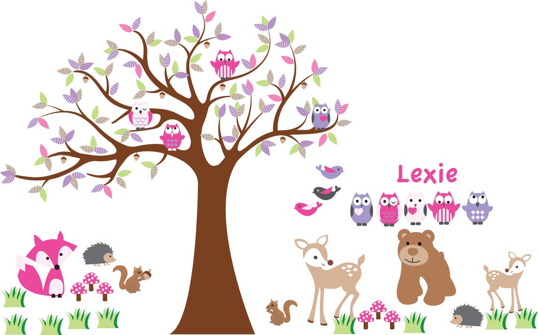 Nursery Wall Decals / Vinyl Tree Decal / Forest Anaimal Decals / Fox