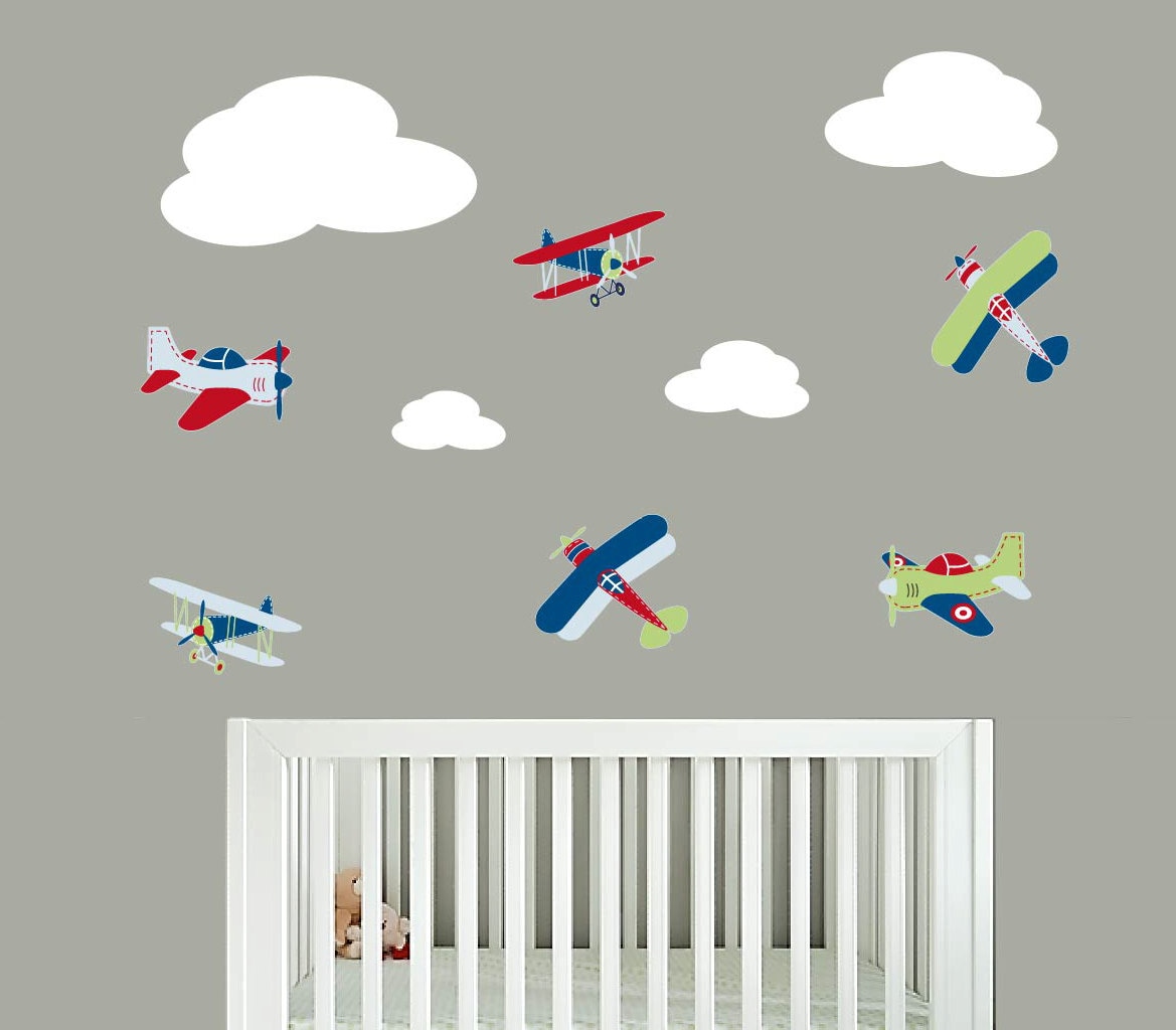 Plane Decals Nursery Decals Wall Decal Clouds and Plane Etsy Israel