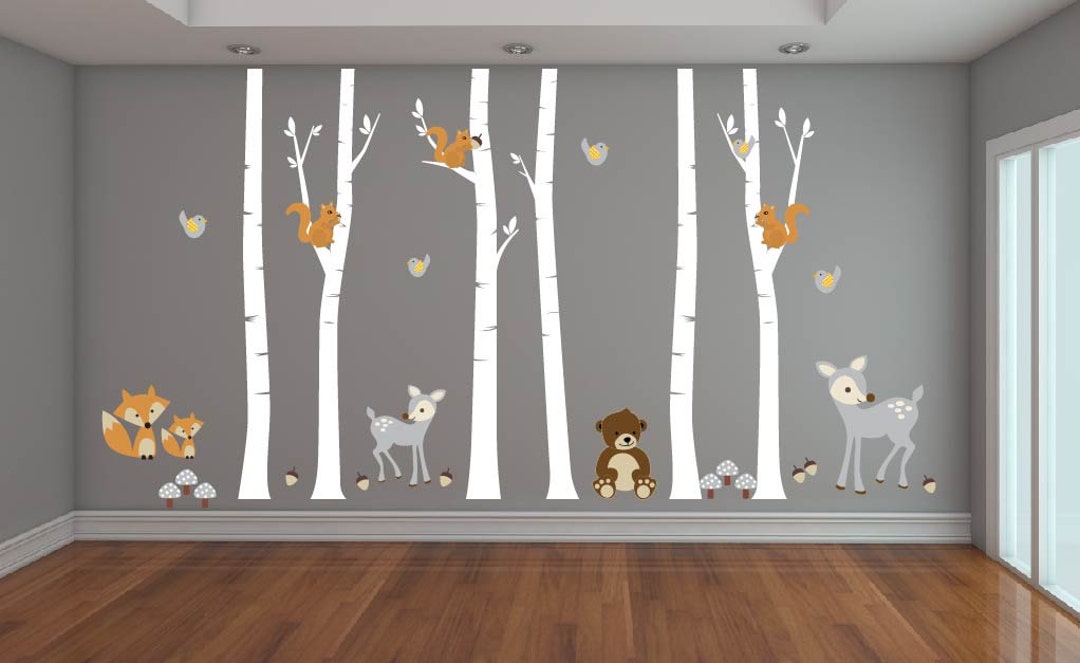 Nursery Decals Birch Trees Wall Decal Tree Decal Etsy