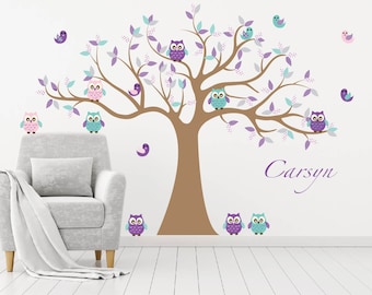 Nursery decals - Wall decal - Owl tree decal - tree decal - Bird - Tree - Girl tree - Vinyl tree decal - Vinyl decals