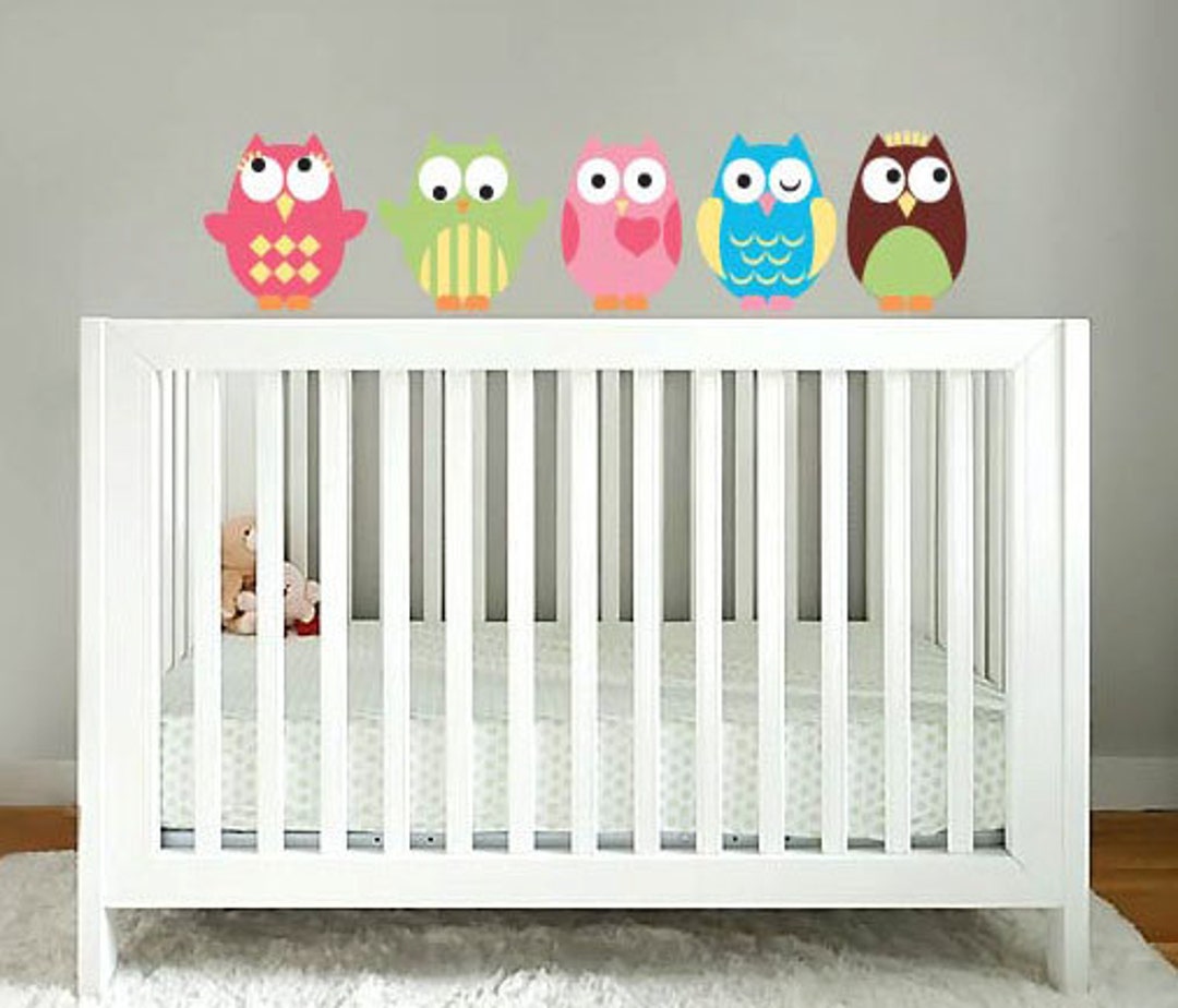 Wall Decals - Owl Decals - Kids Set of 5 Owls Vinyl Wall Decal ...