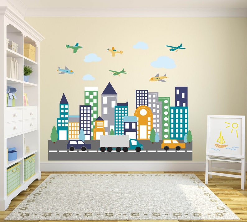 Wall Decals / Kids Wall Decals / City Decal / Buildings Decal Etsy