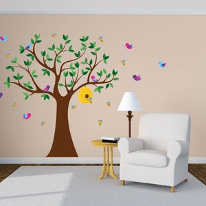 wall decals - tree decal - Vinyl tree decal - beehive decal - bee decals - Nursery tree