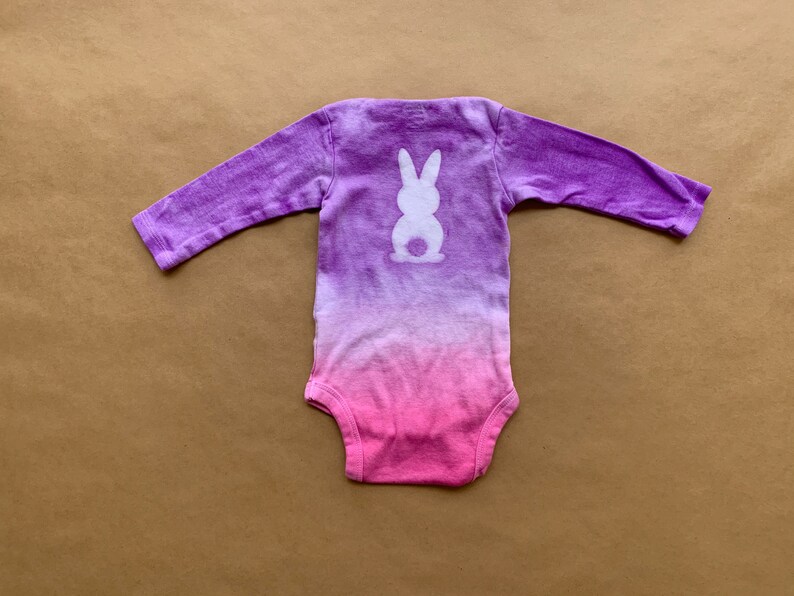 Spring Easter Bunny Ombr\u00e9 Hand Dyed Long Sleeve Organic Baby Onesie\u00ae Custom Tie Dye