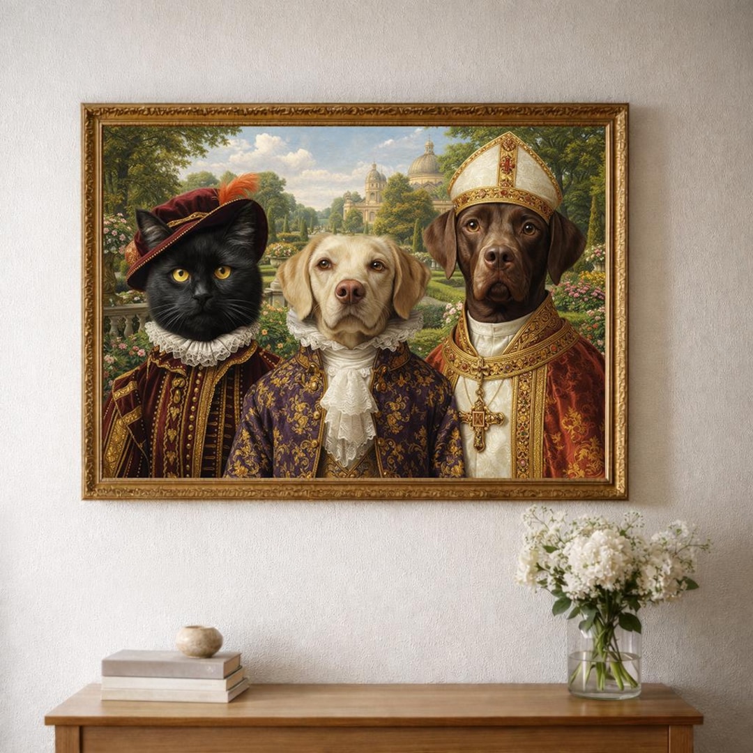 Renaissance Pet Portrait Canvas – Custom Royal Dog and Cat Painting ...