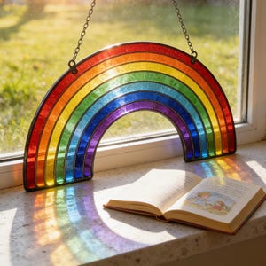 Handcrafted Rainbow Stained Glass Art - Pride Suncatcher | Colorful Decor | Unique Gift for Fans of Rainbows & LGBTQ+ Pride