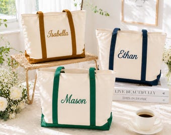 Personalized Embroidered Canvas Tote Bag | Custom Name, Bridesmaid Gift
