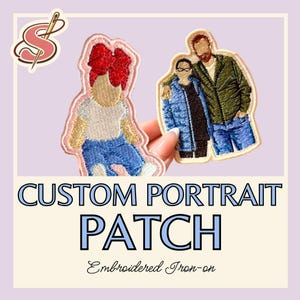 Custom Portrait Patch – Hand-Drawn & Embroidered, Personalized Loved Ones, Iron-On