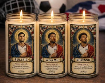 USA Soccer Prayer Candle | Pulisic, Adams, McKennie Inspired | World Cup Fan Gift