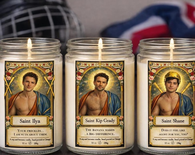 Featured listing image: Heated Rivalry Hockey Romance Candle – Saint Ilya, Shane & Kip Grady