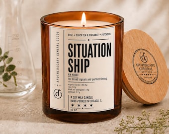 Situationship Organic Candle | Organic Soy Wax, Leather, Tobacco, Amber (10oz) with optional Upcycling