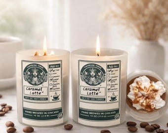 Custom Coffee Latte Candle | Personalized Name Soy Wax Starbucks Drink Candle
