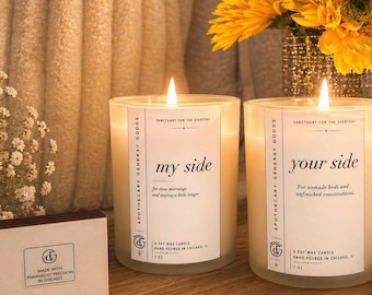 Couples and Lovers Customized Scent Yours and My Cozy Bedside Candle Duo