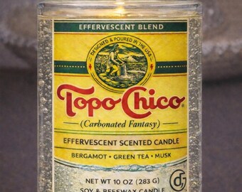 Topo Chico Effervescent novelty Bergomot Green Tea Musk candle gel or soy wax