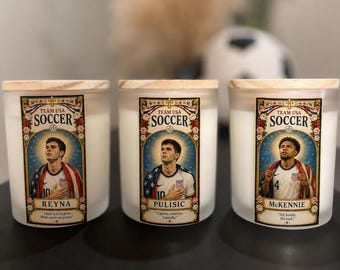 USA Soccer Prayer Candle | Pulisic, McKennie, Reyna Inspired | World Cup Fan Gift