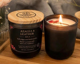 Azalea & Leather Candle – Floral Leather Soy Beeswax Blend, 8 oz