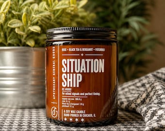 Situationship Soy Candle | Rose, Black Tea, Bergamot, Patchouli | Apothecary Jar (8 oz)