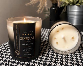 Stardust Soy Candle | Peony, Sweet Tobacco, Leather, Rose Water, Amber & Vetiver | Moody Luxury