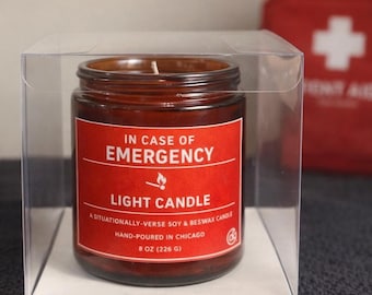 In Case of Emergency Light Candle | Red Soy Beeswax, Hand-Poured Chicago Gift