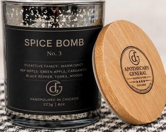 Spice Bomb Inspired No.3 Candle – Warm Spicy Cologne Scent, Mercury Jar Home Fragrance (8oz)