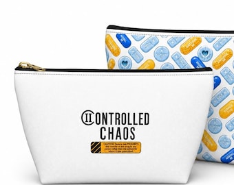 Pharmacy inspired Pill Pattern Accessory Bag | Funny  Travel-sized Zipper Pouch