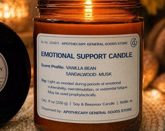 Emotional Support Candle | Vanilla Bean, Sandalwood, Musk | Organic Soy