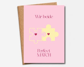 Love card "The Two of Us - Perfect Match" | Card for couples with puzzle pieces | Romantic card for girlfriend, boyfriend, partner & partner