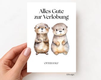 Engagement gift, engagement card, congratulations card with cute otters, engagement congratulations card, engagement card, card for engagement, gift