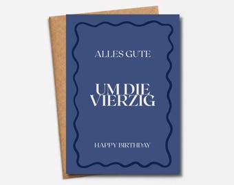 40th Birthday Card | "Around Forty" | Funny Blue Card with a Saying | Humorous Gift for Husband, Boyfriend & Brother