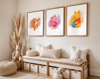 3er Set Winnie Puuh Wandkunst, Kinderzimmer Dekor, Winnie Puuh, Tigger, Ferkel Drucke, Kinderzimmer Spielzimmer Wandkunst