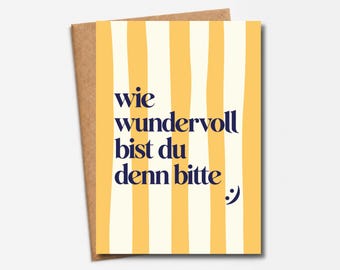 Handmade modern greeting card with striped pattern | Loving postcard for your best friend, a small token of appreciation | Folded card for women
