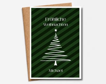 Personalized Christmas card with name | Merry Christmas | Christmas tree | Modern Christmas greeting card for family & friends