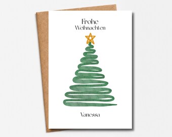 Personalized Christmas card with name | Merry Christmas with Christmas tree | Minimalist Christmas greeting card | Christmas card